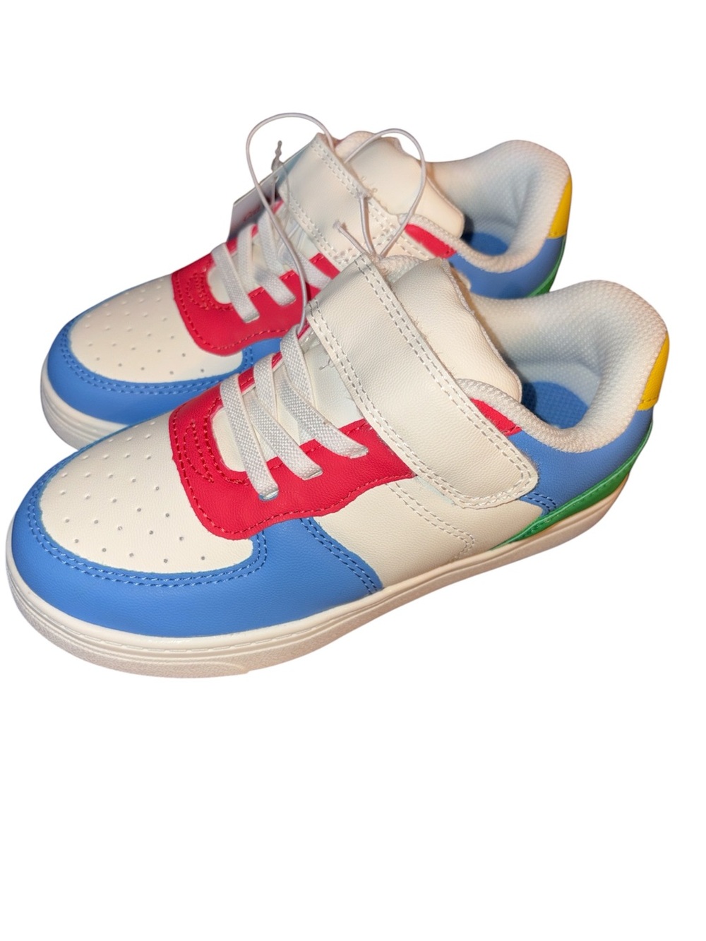 Cat & Jack Kids White Sneakers with Blue, Pink & Green Accents